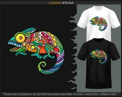 Colorful chameleon mandala arts isolated on black and white t shirt. vector