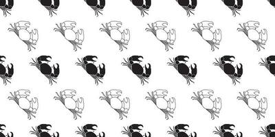 black white crab seamless pattern vector