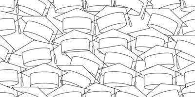 outline Graduation caps seamless pattern vector