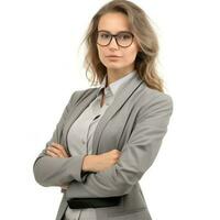 Business woman in glasses isolated photo