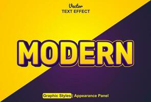 modern text effect with yellow color graphic style and editable. vector