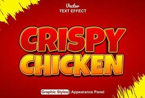 Crispy chicken text effect with orange graphic style and editable. vector