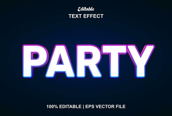 party text effect with blue graphic style and editable.