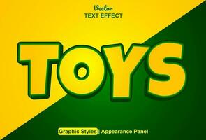 toys text effect with orange graphic style and editable. vector