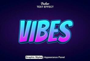 Vibes text effect with graphic style and editable. vector