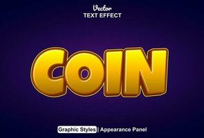 coin text effect with yellow graphic style and editable. vector