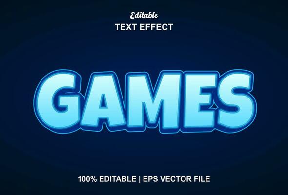 games text effect with blue color graphic style editable.