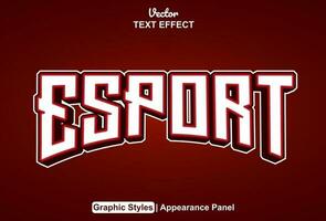 esport text effect with red graphic style and editable. vector