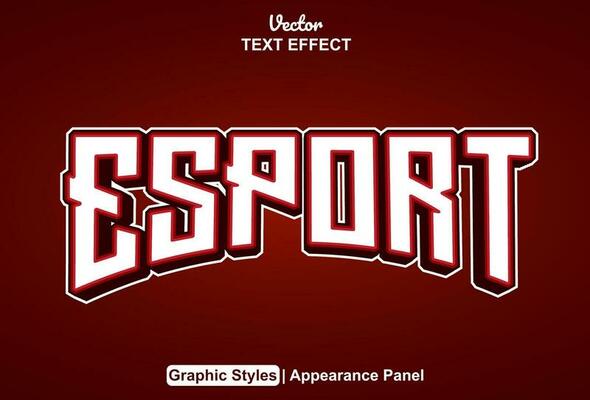esport text effect with red graphic style and editable.