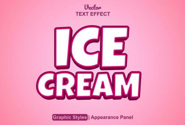 ice cream text effect with pink graphic style and editable.