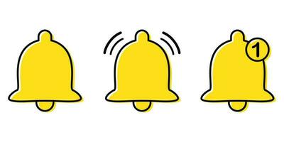 Set of vector notification bell icon cartoon art illustration