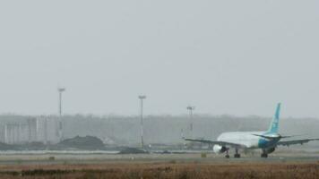 NOVOSIBIRSK, RUSSIAN FEDERATION OCTOBER 20, 2021 - Boeing 757 Aviastar TU CaiNiao Livery taxiing at Tolmachevo Airport OVB. Cainiao is a Chinese logistics company video