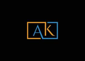 AK Letter Logo Design Template Vector. Letter AK logo design template elements. Modern letter AK logo design vector for business company