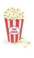 Popcorn bucket vector illustration. Popcorn box clip art. Cinema concept. Flat vector in cartoon style isolated on white background.