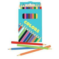 Color pencil vector set. Back to school concept. School supplies vector. Flat vector isolated on white background.  Crayon. Loosely arranged. Learning and education concept. Mess, Bulk, Box.