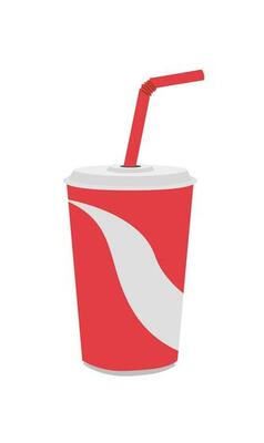 Soda cup vector set. Paper cup of soda with red straw. Cinema concept. Flat vector illustration in cartoon style, isolated on white background. Beverage cup