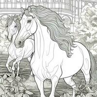 Arte Nouveau caballo colorante página foto