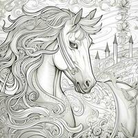 Art Nouveau Horse Coloring Page photo