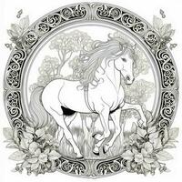 Art Nouveau Horse Coloring Page photo