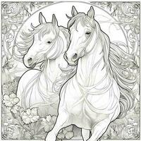 Art Nouveau Horse Coloring Page photo