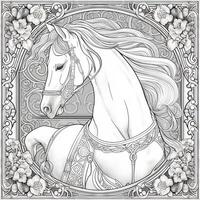 Art Nouveau Horse Coloring Page photo