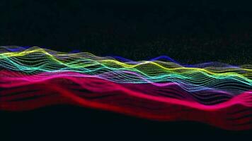 Abstract dynamic particle wave of lines. Futuristic glowing particle lines digital background video