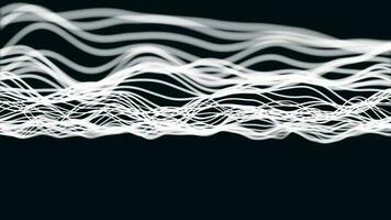 Abstract dynamic particle wave of lines. Futuristic glowing particle lines digital background video