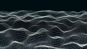 Abstract dynamic particle wave of lines. Futuristic glowing particle lines digital background video