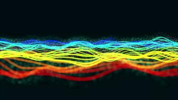 Abstract dynamic particle wave of lines. Futuristic glowing particle lines digital background video