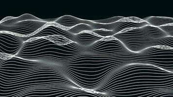 Abstract dynamic particle wave of lines. Futuristic glowing particle lines digital background video