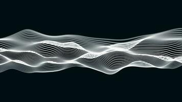 Abstract dynamic particle wave of lines. Futuristic glowing particle lines digital background video