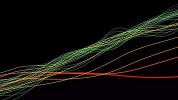 Abstract dynamic particle wave of lines. Futuristic glowing particle lines digital background video