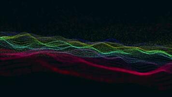 Abstract dynamic particle wave of lines. Futuristic glowing particle lines digital background video