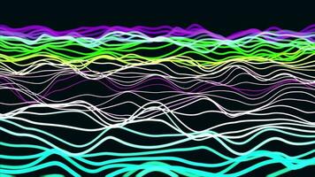 Abstract dynamic particle wave of lines. Futuristic glowing particle lines digital background video