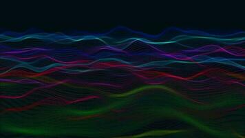 Abstract dynamic particle wave of lines. Futuristic glowing particle lines digital background video