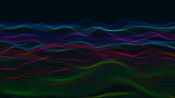 Abstract dynamic particle wave of lines. Futuristic glowing particle lines digital background video