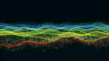 Abstract dynamic particle wave of lines. Futuristic glowing particle lines digital background video