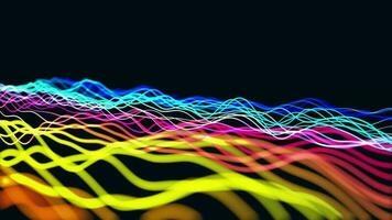 Abstract dynamic particle wave of lines. Futuristic glowing particle lines digital background video