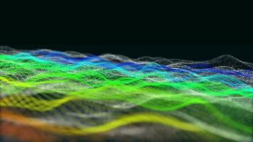 Abstract dynamic particle wave of lines. Futuristic glowing particle lines digital background video