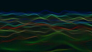 Abstract dynamic particle wave of lines. Futuristic glowing particle lines digital background video