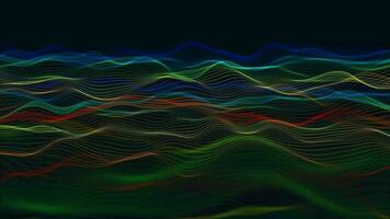 Abstract dynamic particle wave of lines. Futuristic glowing particle lines digital background video