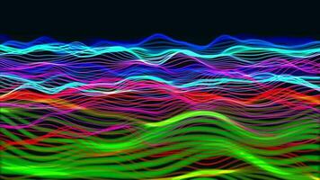 Abstract dynamic particle wave of lines. Futuristic glowing particle lines digital background video