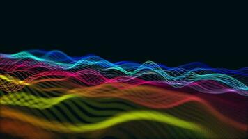 Abstract dynamic particle wave of lines. Futuristic glowing particle lines digital background video