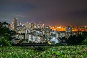 Night view of Singapore city Pictures from the cable car. photo