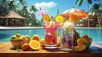 Refreshing summer pool party with crystal clear water photo