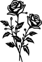 Flowers, Black and White Vector illustration