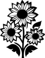 Flowers, Black and White Vector illustration