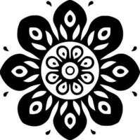 mandala - negro y blanco aislado icono - vector ilustración