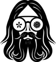 Hippie, Black and White Vector illustration