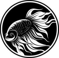 Beta Fish, Black and White Vector illustration